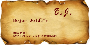 Bojer Jolán névjegykártya